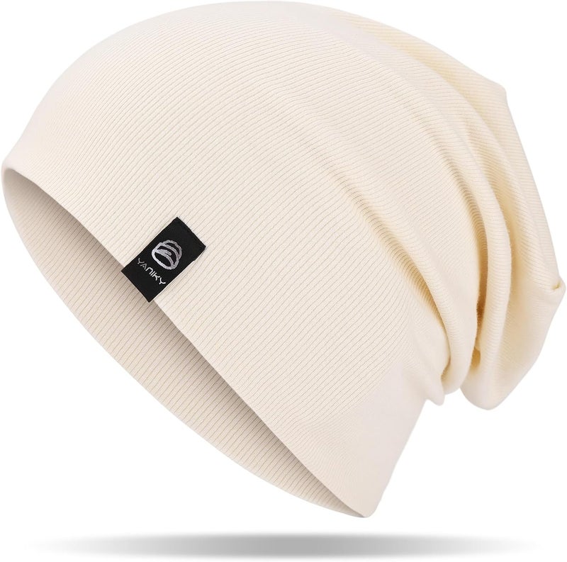 YANIKY Slouchy Beanie for Women, Mens Soft Cotton Beanie Hat, Double Layer Windproof Skull Cap for All Seasons - Image 1